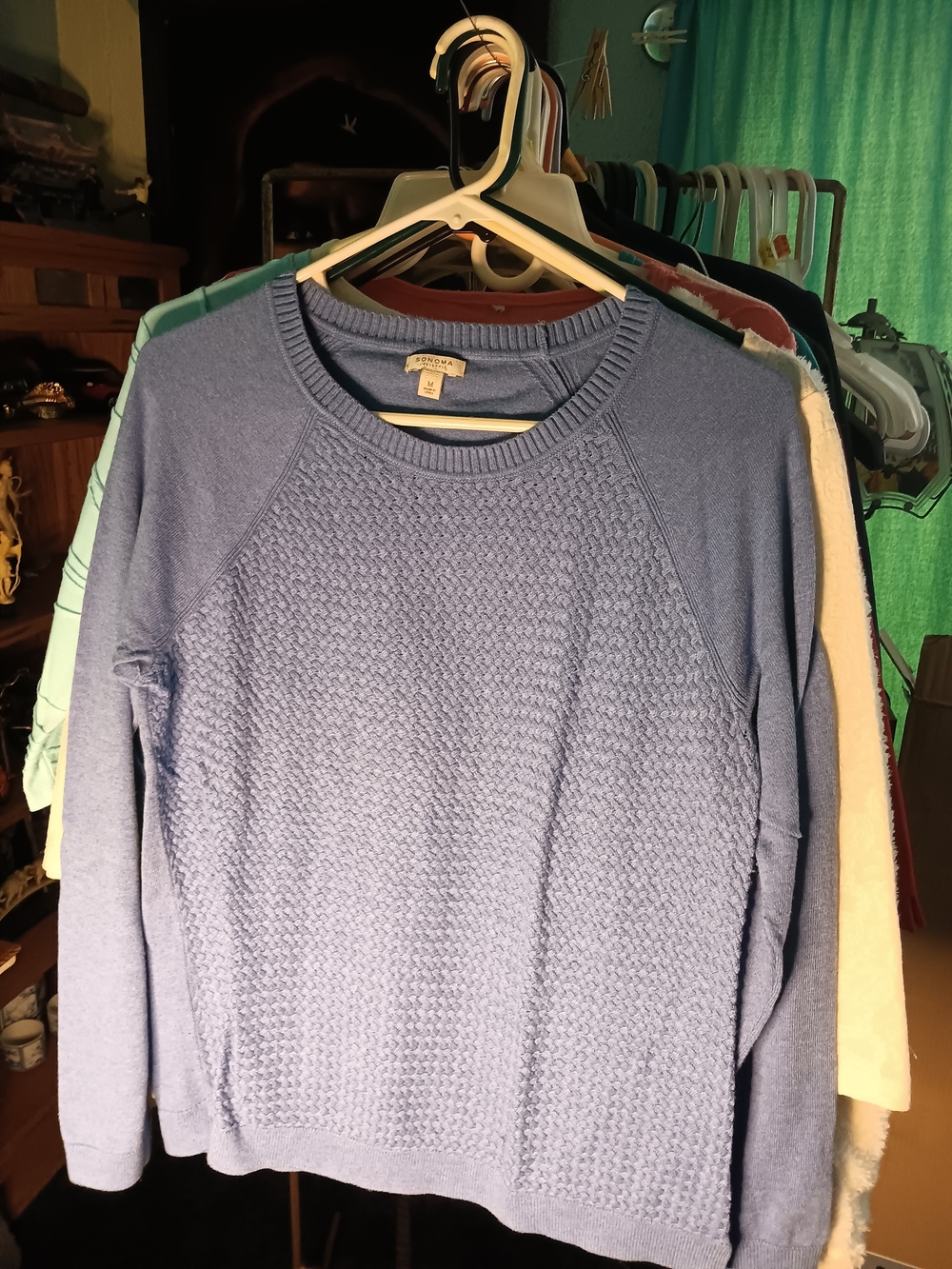 Sonoma Light Blue Textured Crewneck Sweater